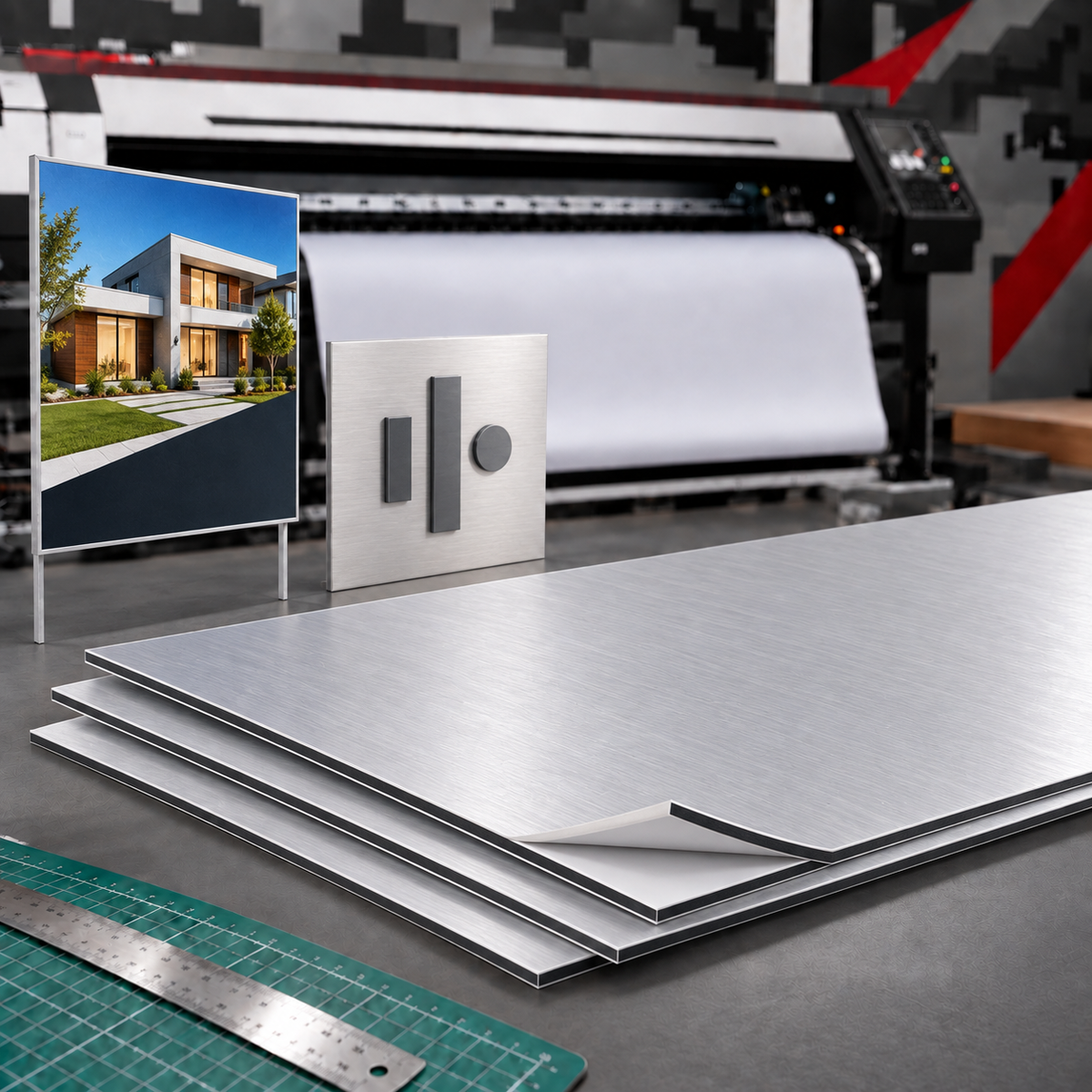ACM-930 Aluminum Composite 3 mm Brushed Silver / White